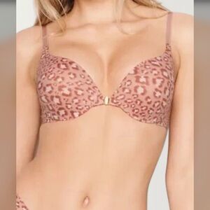 Victoria’s Secret Incredible Lined Demi Bra 34DD Lavender Gray Leopard Print